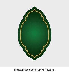 Green golden islamic shape design, blank islamic shape collection template vector