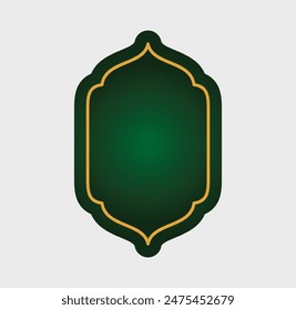 Diseño de forma islámica dorada verde, Vector de Plantilla de colección de forma islámica en blanco