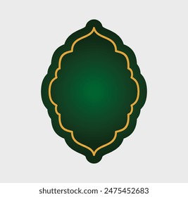 Green golden islamic shape design, blank islamic shape collection template vector