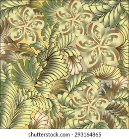 Green golden Vector  ornament  abstract background 
