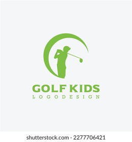 Green golf kids logo design