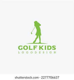 Green golf kids logo design