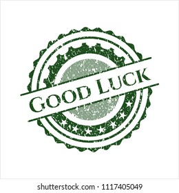 Green Good Luck distress rubber seal with grunge texture