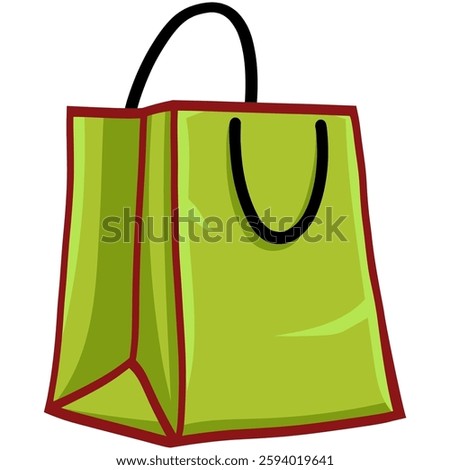 Green Goodie Bag Shopping Bag Vector Illustration