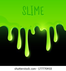 Green Gooey Slime Dripping. Vector Illustration.