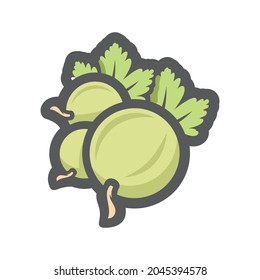 Green gooseberry berry Vector icon Cartoon illustration