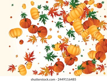 Green Gourd Background Light Vector. Yellow Harvest Texture. Red Vegetable Healthy Set. Plant Cozy. November Template.