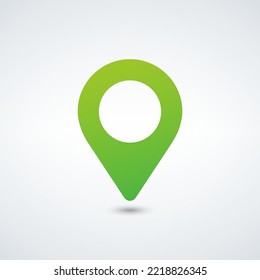 Marcador de reglaje del pasador del navegador GPS verde, navegación por carretera de viaje. Ilustración vectorial de material aislada en fondo blanco.