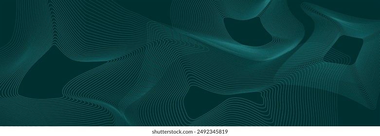 Green gradient abstract background design with glowing geometric lines. Modern shiny green lines pattern. Futuristic concept.