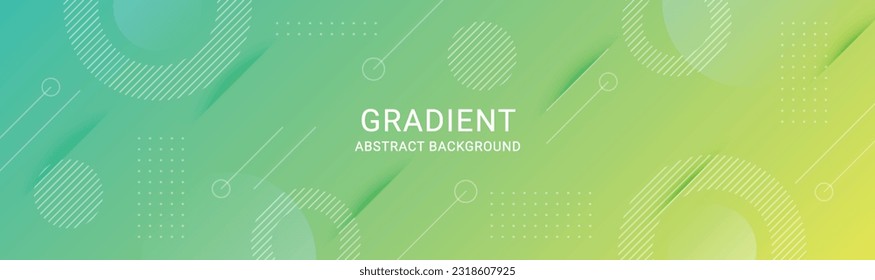 Green gradient abstract background with geometric element. Template banner for web, business and more.