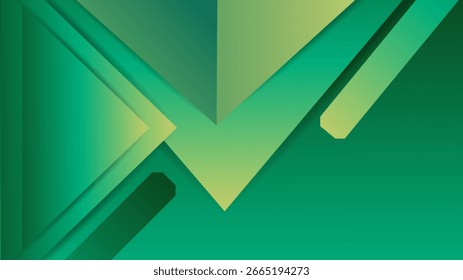 Green gradient abstract background with squares and lines
