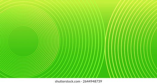 Green gradient abstract banner template. Vector circles minimal background for presentations, party events, web header