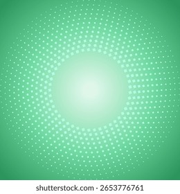 Gradiente verde com padrão circular pontilhado abstrato - meio-tom radial de neblina carmesim