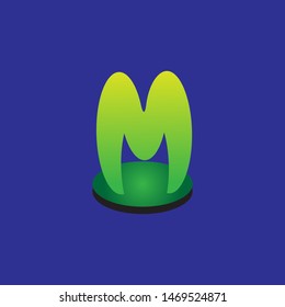 green gradient abstract logo with a blue background