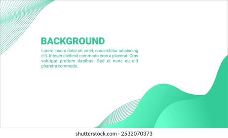 Plantilla de fondo ondulado Abstractas degradado verde. Diseño minimalista de líneas fluidas para presentaciones modernas, Web y visuales creativas