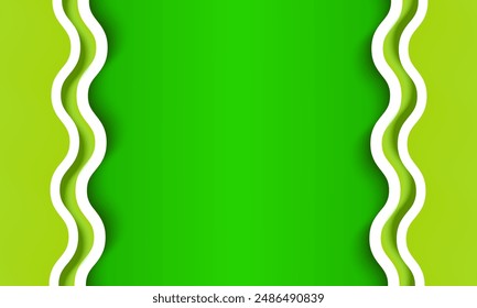 green gradient background with abstract 3d border wavy. abstract green light color paper cut stylish. horizontal banner template with copy space for presentation, web, advertise, flayer, brochure
