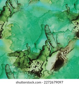 Green Gradient Background. Blue Alcohol Ink Marble. Gold Marble Watercolor. Shiny Alcohol Ink Watercolor. Foil Ink Paint. Light Seamless Glitter. Golden Water Color Marble. Vector Abstract Template.