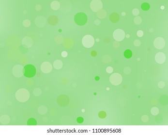 Green gradient background with bokeh effect. Abstract blurred pattern. Overlapping transparent bubbles, circles, point. Light backdrop for banners, social media, screensavers Vector illustration