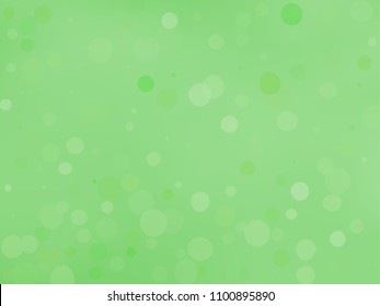 Green gradient background with bokeh effect. Abstract blurred pattern. Overlapping transparent bubbles, circles, point. Light backdrop for banners, social media, screensavers Vector illustration