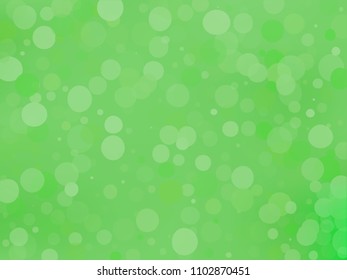 Green gradient background with bokeh effect. Abstract blurred pattern. Overlapping transparent bubbles, circles, point. Light backdrop for banners, social media, screensavers Vector illustration