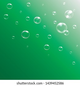 Green gradient background with bubbles. Abstract background.