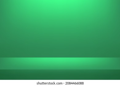 Green gradient background for christmas. Room in the 3d. Empty room with spotlight effect. Space for displaying products. Space for text. Vector illustration.