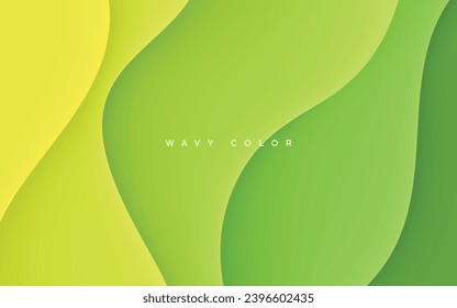 Green gradient background dynamic wavy light and shadow