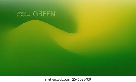 Green Gradient Background. Yellow Line Curve. Grainy texture. Design for Template, Social Media, Trendy, Vintage, Brochure, Banner