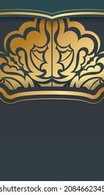 Banner de degradado verde con patrón de oro abstracto y colocar debajo del texto