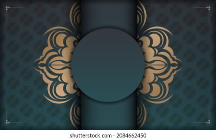 Green gradient banner with abstract gold pattern and logo space
