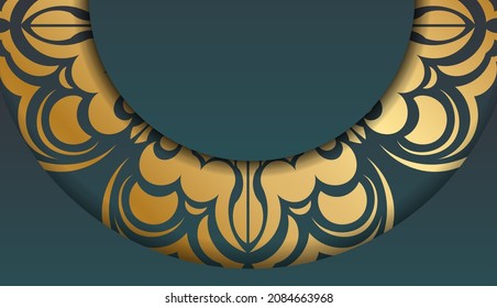 Green gradient banner with abstract gold pattern for design under the text