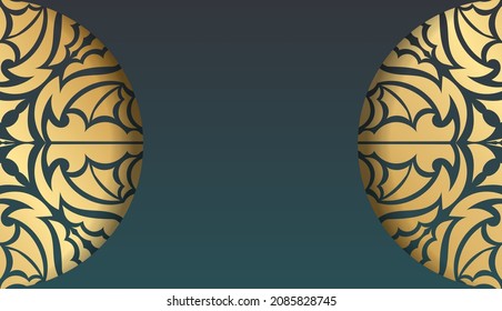 Green gradient banner with antique gold ornaments and place under your text
