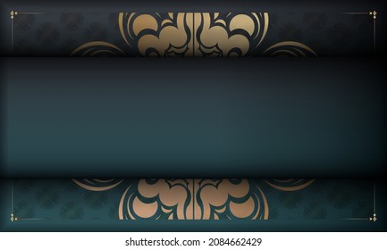 Green gradient banner with greek gold pattern and logo space