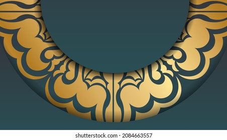 Green gradient banner with Greek gold pattern and place under your text