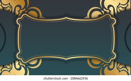Green gradient banner with Indian gold pattern and place under your text
