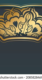 Grüner Farbverlauf-Banner mit Mandala-Goldverzierung für Logo-Design