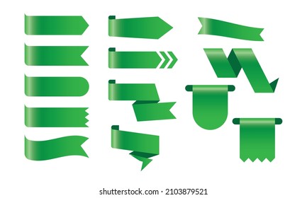 Green gradient banner ribbons with empty label for individual text wihite background