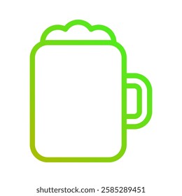 Green Gradient Beer Mug Outline Illustration