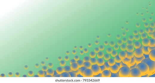 green gradient with blue bubbles