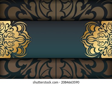 Green gradient brochure with vintage gold ornament for your congratulations.