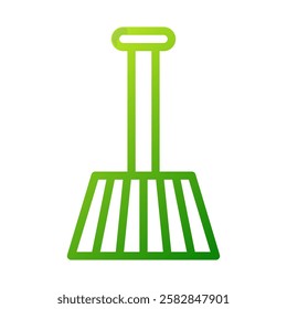 Green Gradient Broom Cleaning Tool Illustration