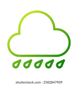 Green Gradient Cloud with Rain Weather Icon