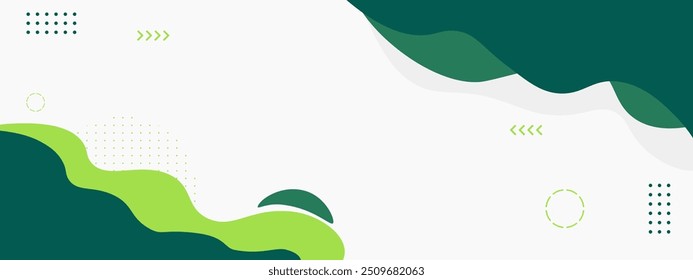 Green gradient color banner design vector with abstract liquid background