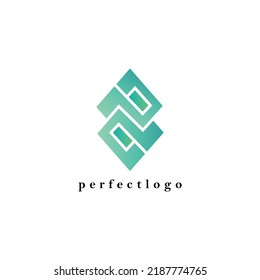 Green gradient colored double rhombus logo. Elegant logo for corporation, company, office, finance, government, and brand.