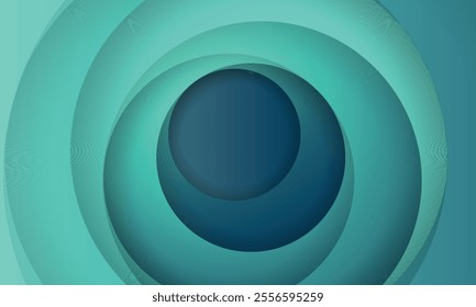 Green gradient composition background. Composition of smooth and dark green color abstract circle paper cut