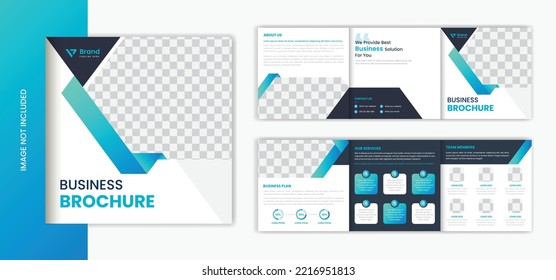 Green gradient corporate trifold square brochure design template for business profile