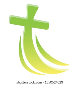 Green gradient cross icon. Cartoon of green gradient cross vector icon for web design isolated on white background