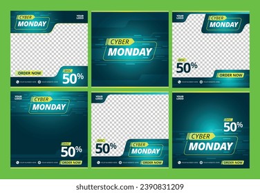 Green Gradient Cyber Monday Social Media Ads 