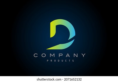 green gradient D alphabet letter logo icon. Creative design for company and business 