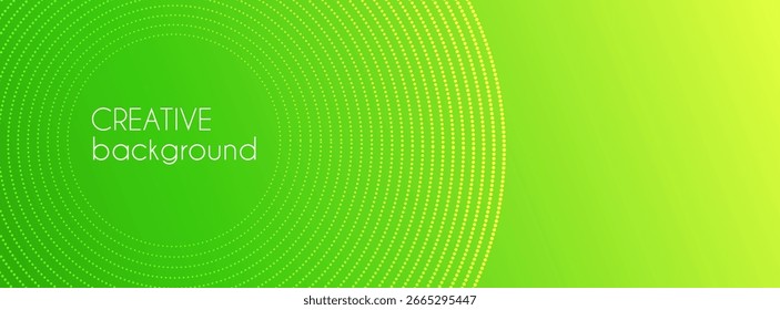 Green gradient dotted circles abstract banner template. Vector minimal background for presentations, party events, web header
